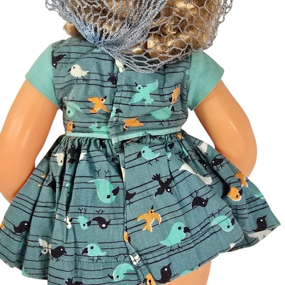 Terri Lee Doll 1950s Blonde Saran Wig Party Dress Bird Print 50s Vintage Baby